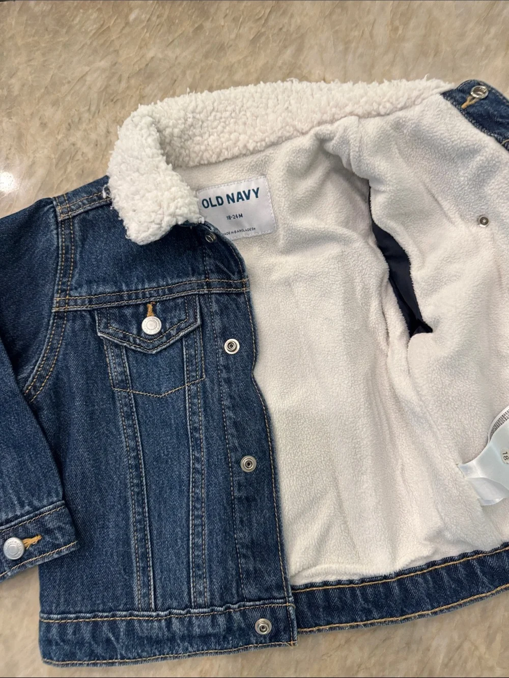 Old Navy Toddler Denim Jacket with White Sherpa Collar